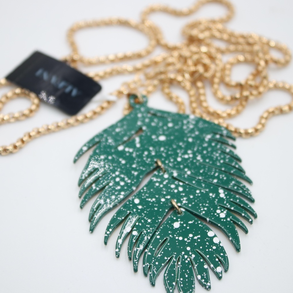Alfani Women's Gold Tone Colored Palm Leaf Pendant Necklace